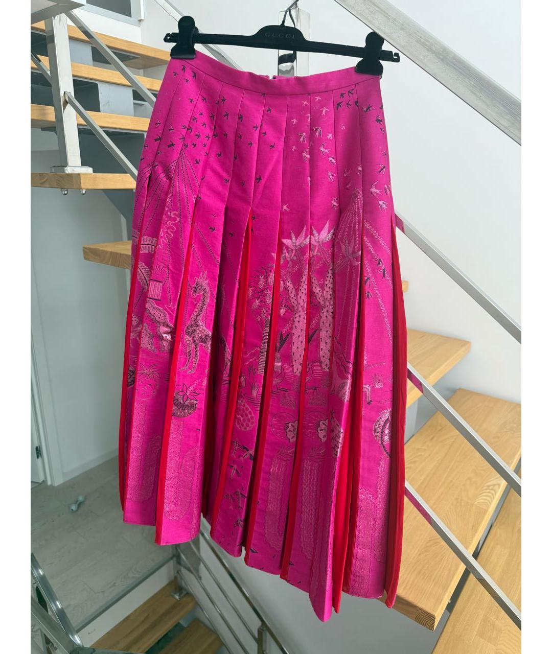 VALENTINO Розовая шелковая юбка миди, фото 5