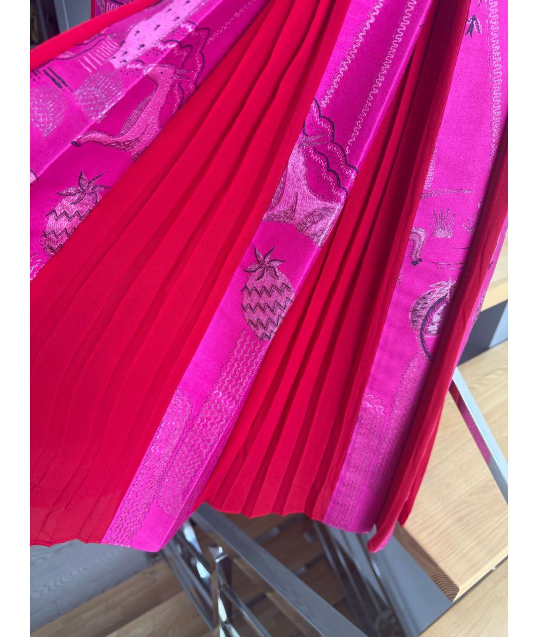 VALENTINO Розовая шелковая юбка миди, фото 3