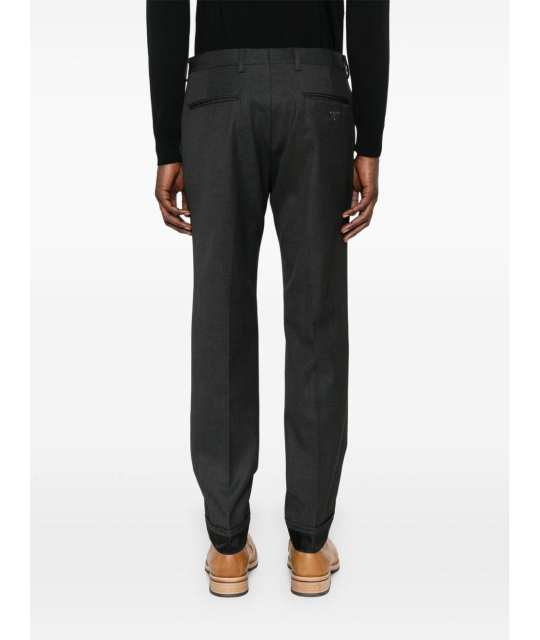 PRADA Серые шерстяные классические брюки, фото 4