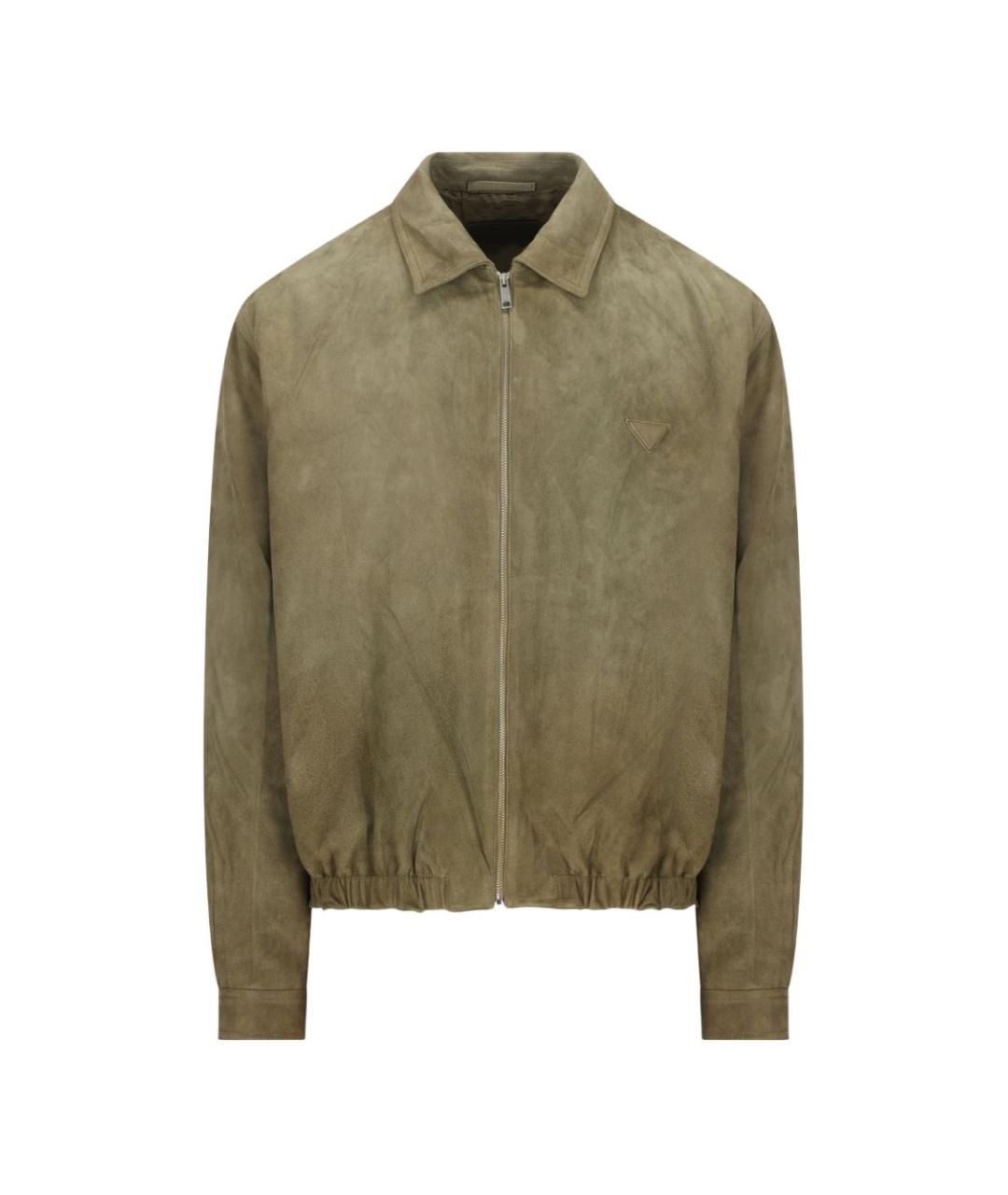 PRADA Зеленая кожаная куртка, фото 1