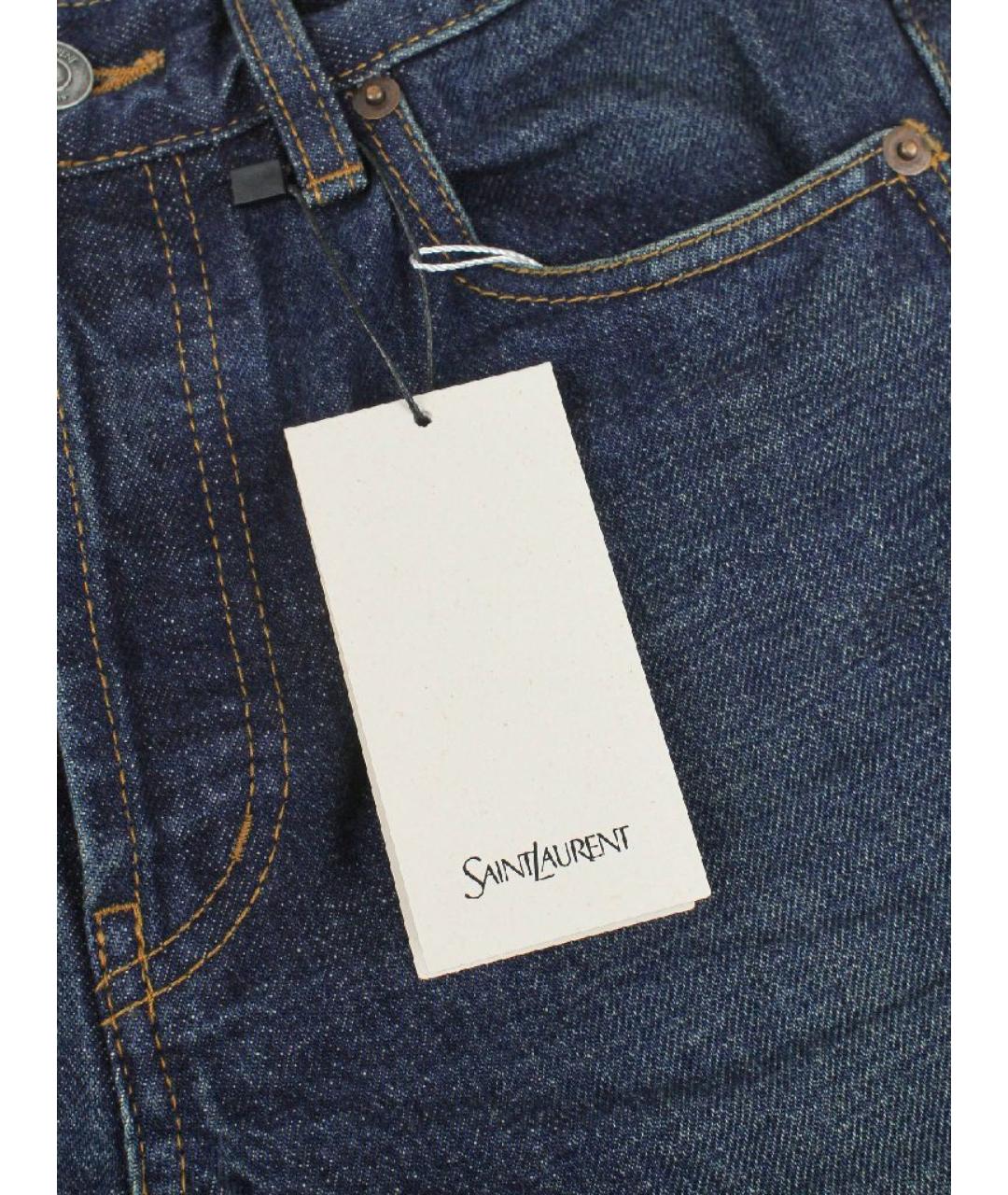 SAINT LAURENT Темно-синие хлопковые прямые джинсы, фото 7