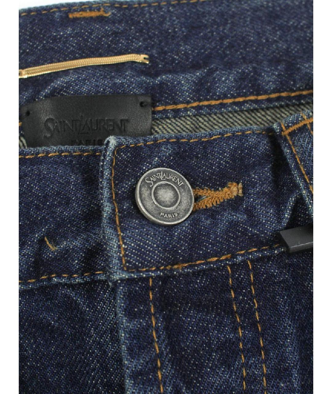 SAINT LAURENT Темно-синие хлопковые прямые джинсы, фото 5