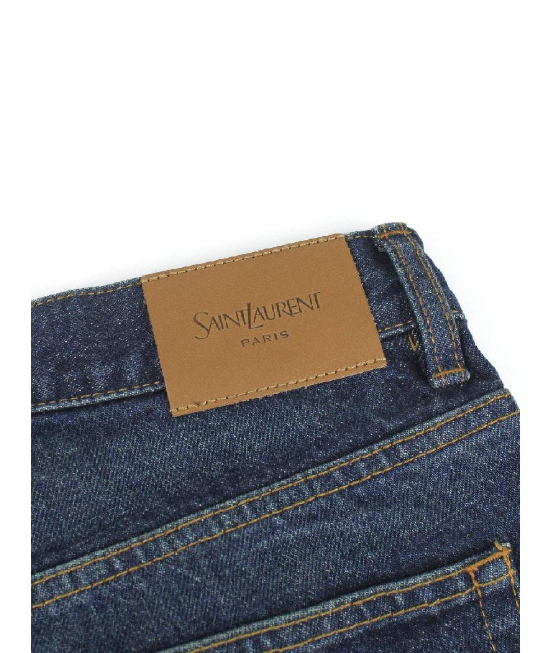 SAINT LAURENT Темно-синие хлопковые прямые джинсы, фото 8