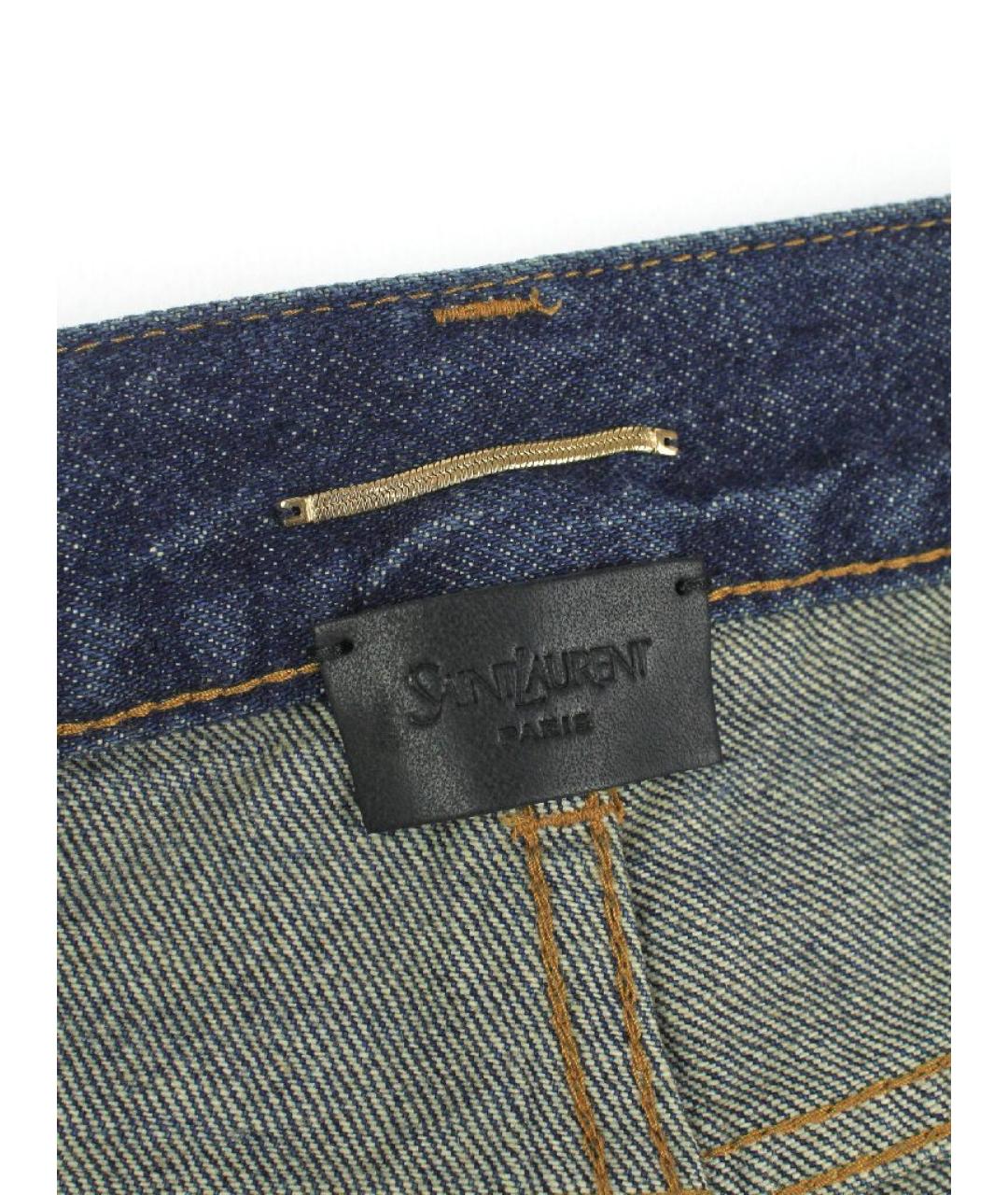 SAINT LAURENT Темно-синие хлопковые прямые джинсы, фото 3