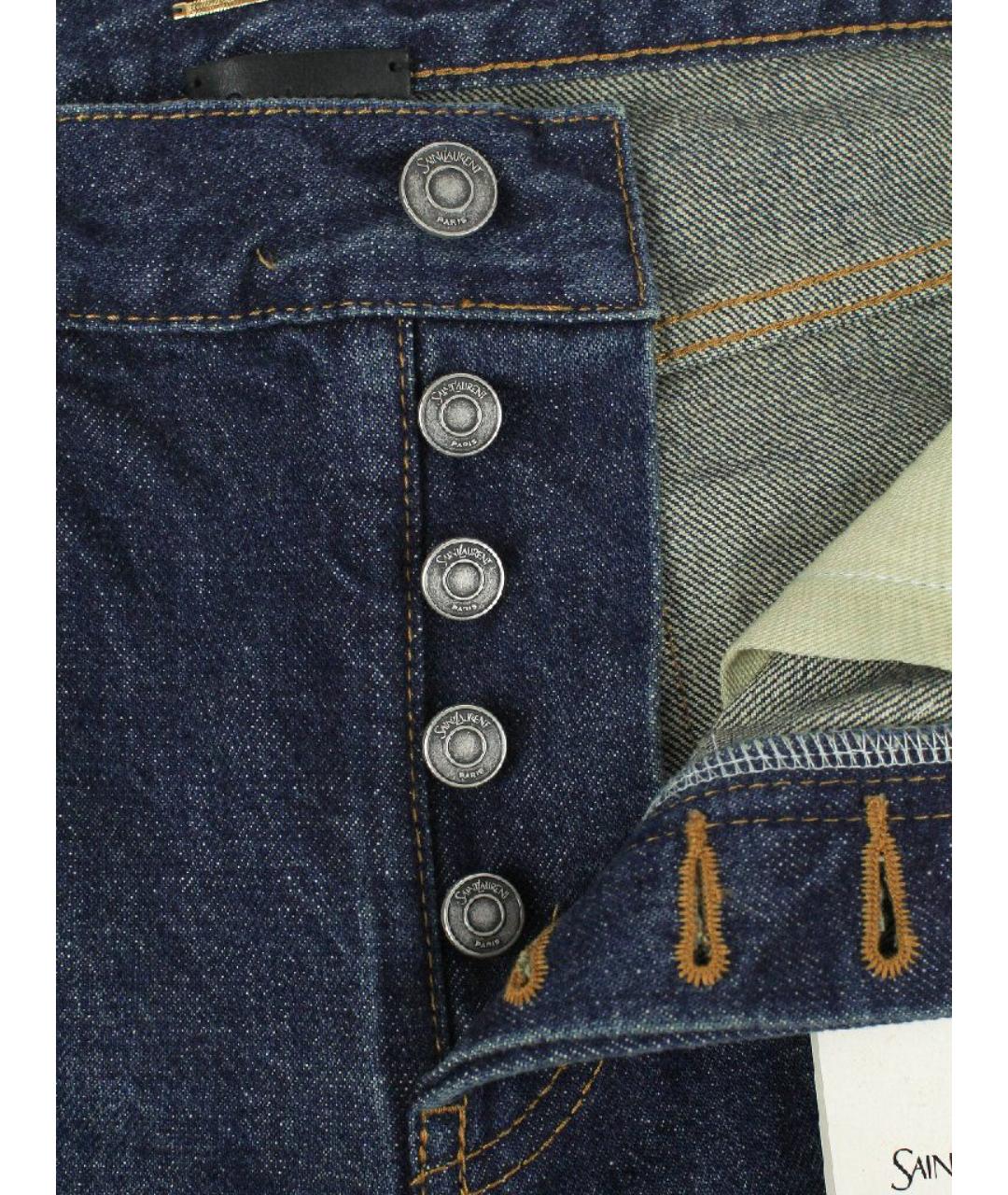 SAINT LAURENT Темно-синие хлопковые прямые джинсы, фото 9