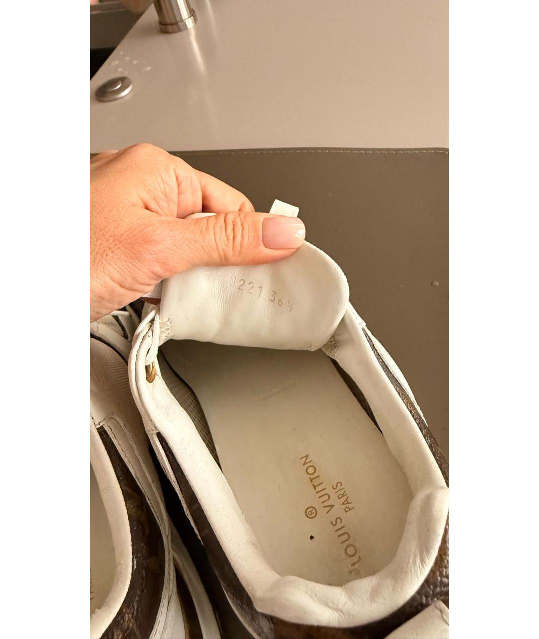 LOUIS VUITTON Белые кожаные кроссовки, фото 4