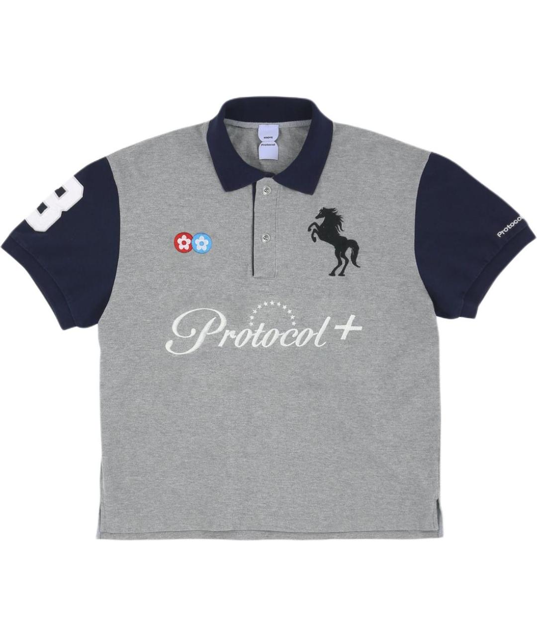 PROTOCOL INDEX Серое хлопковое поло с коротким рукавом, фото 1