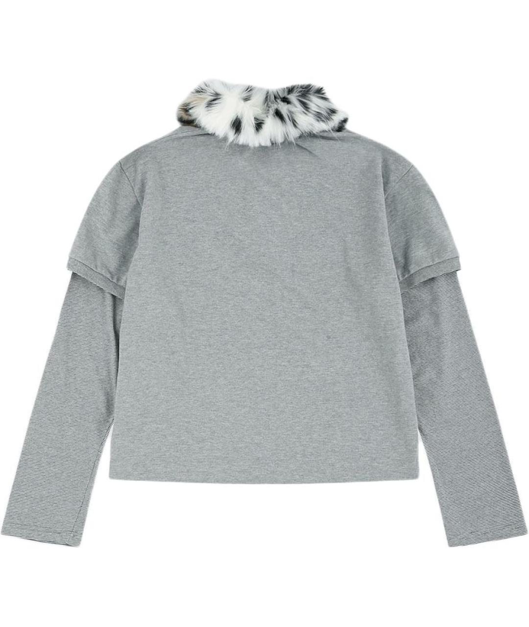 PROTOCOL INDEX Серое хлопковое поло с длинным рукавом, фото 2