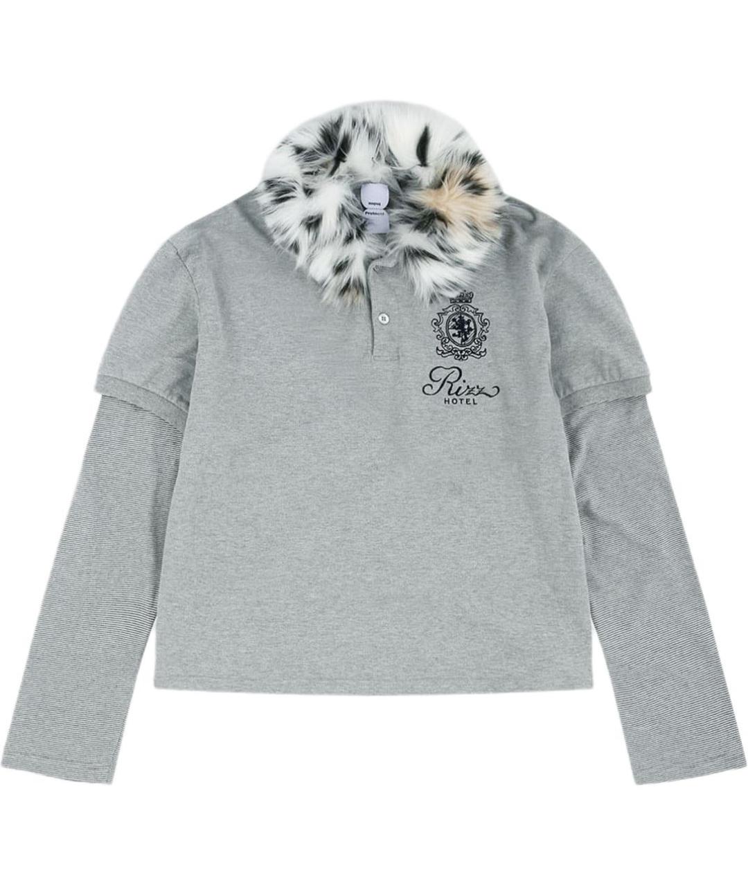 PROTOCOL INDEX Серое хлопковое поло с длинным рукавом, фото 1