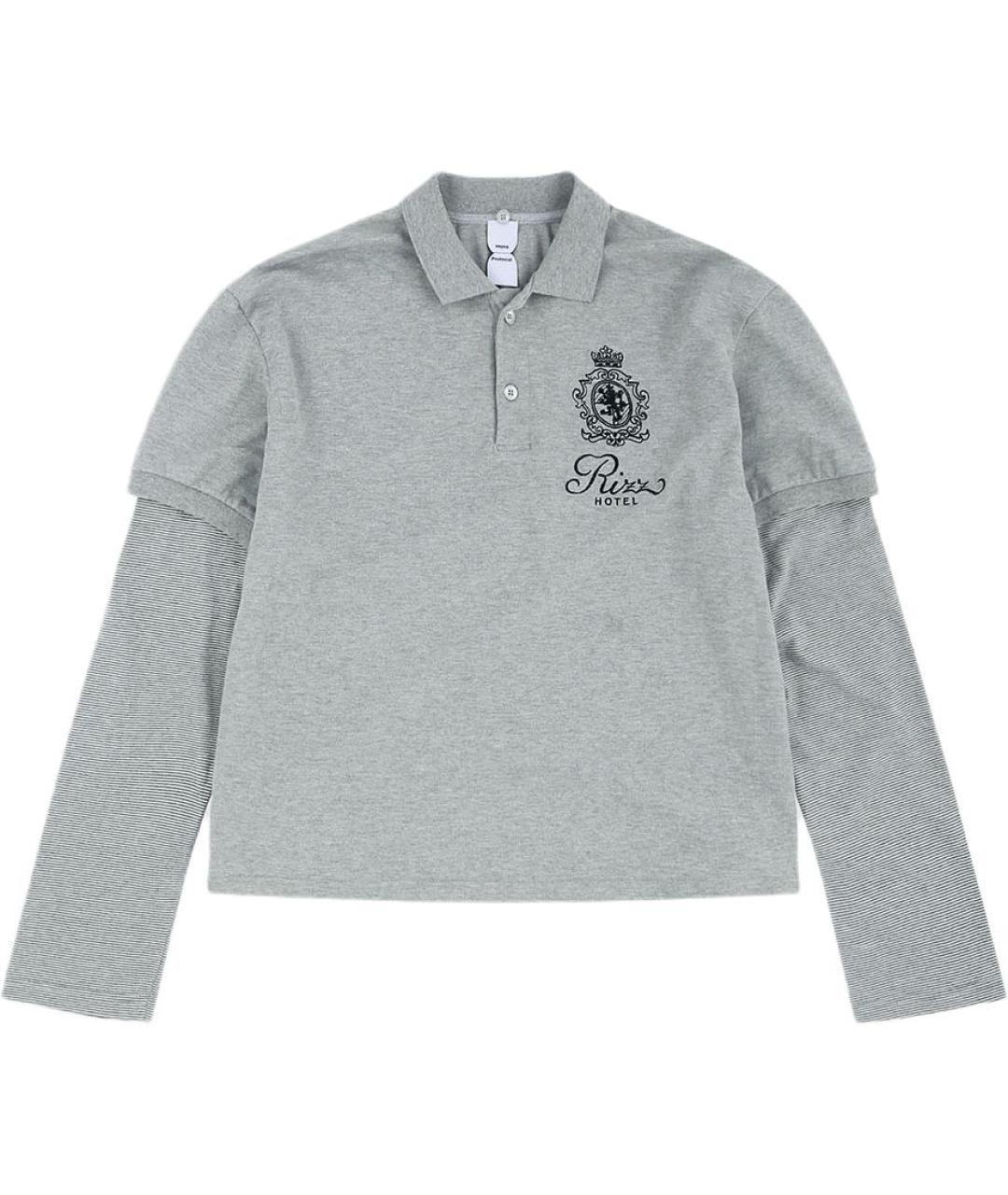 PROTOCOL INDEX Серое хлопковое поло с длинным рукавом, фото 3