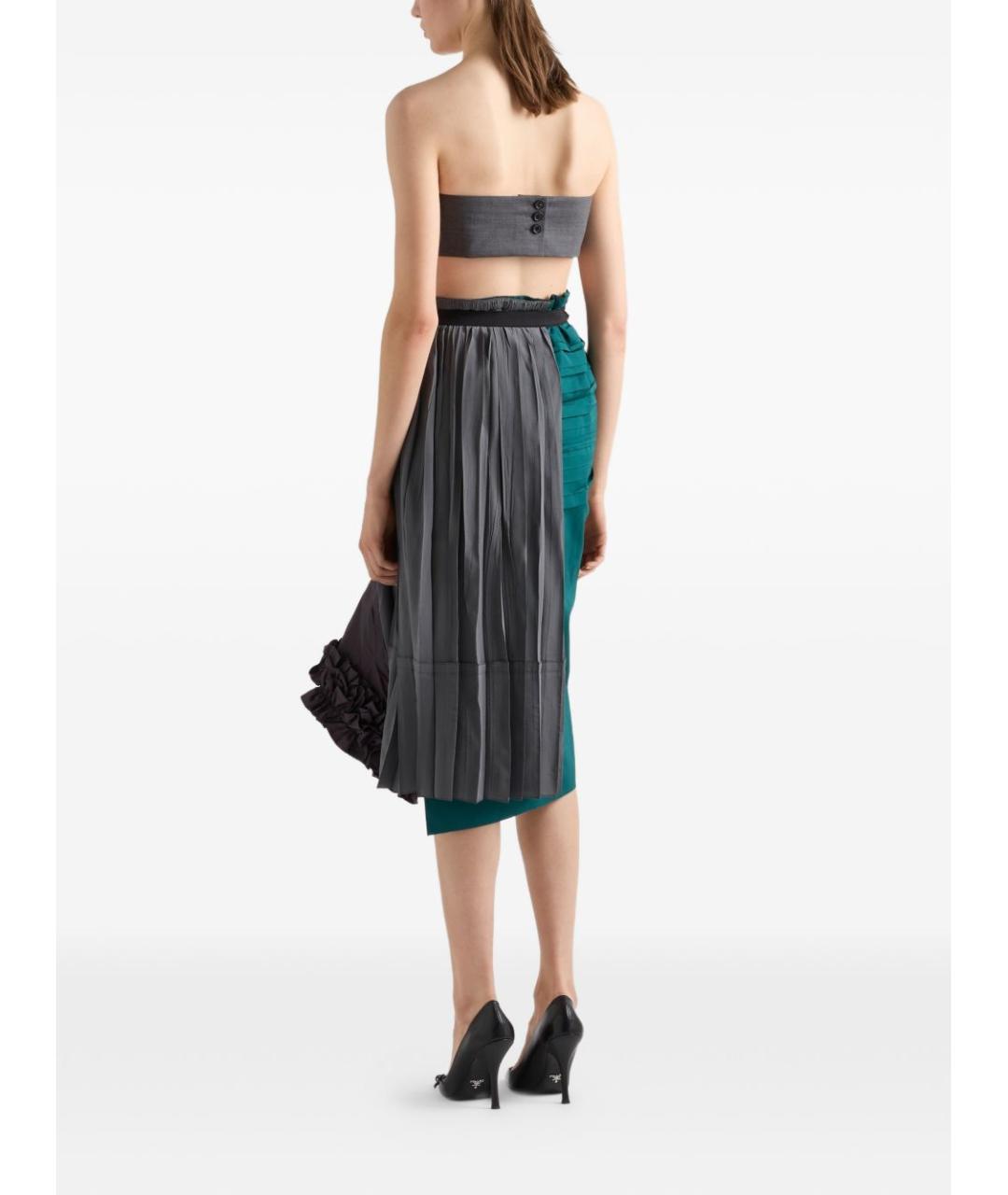 PRADA Мульти шелковая юбка миди, фото 5