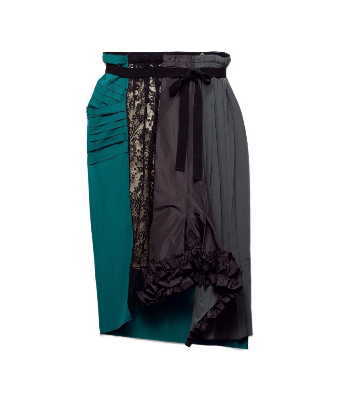 PRADA Мульти шелковая юбка миди, фото 1
