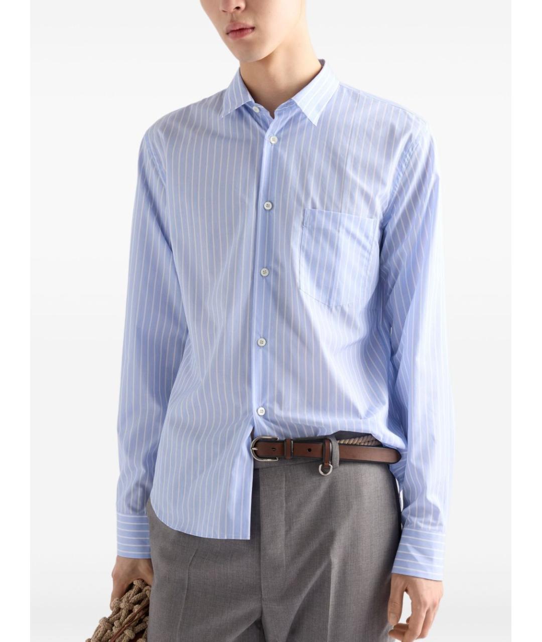 PRADA Голубая хлопковая классическая рубашка, фото 2