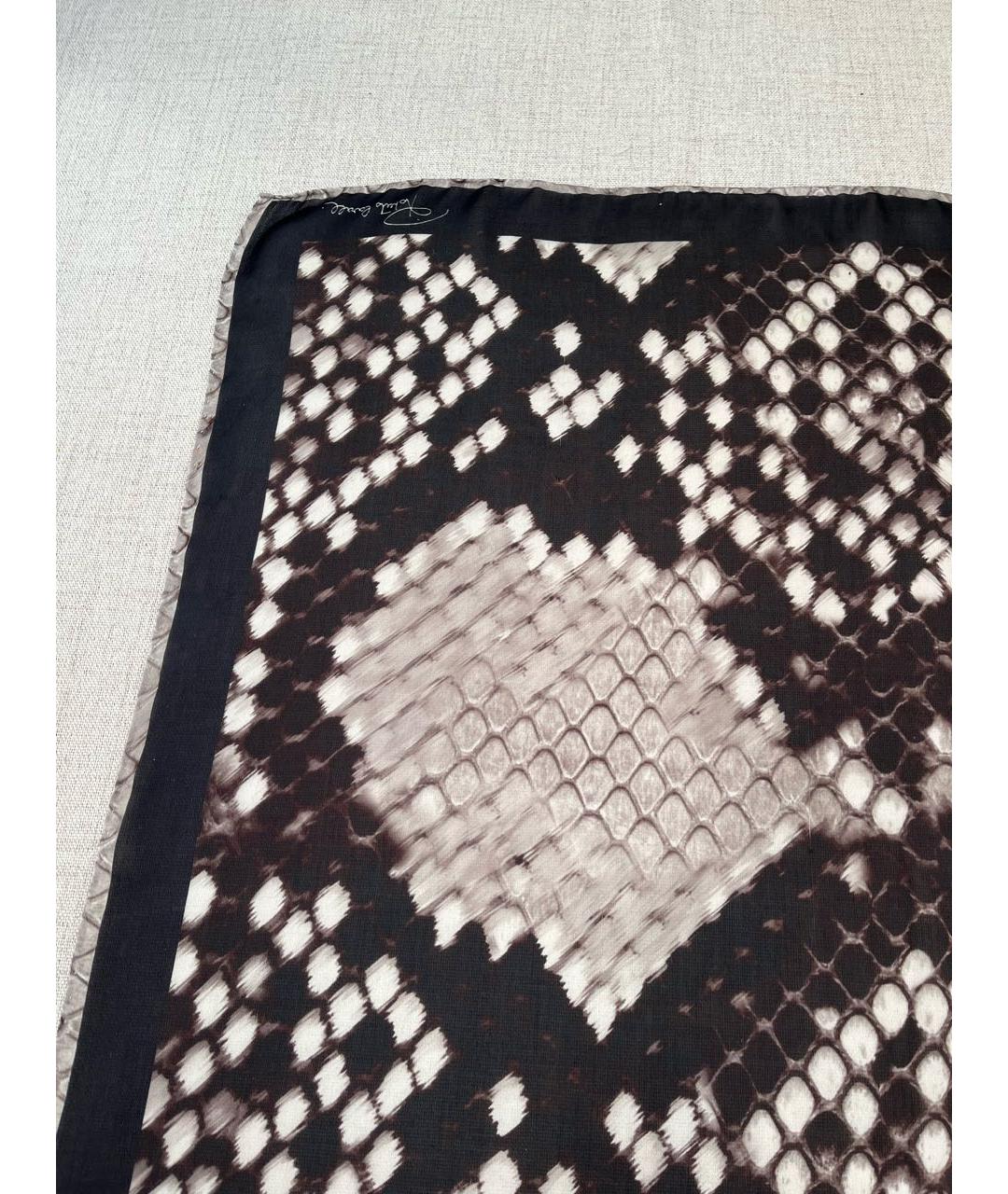 ROBERTO CAVALLI Черный шелковый платок, фото 3