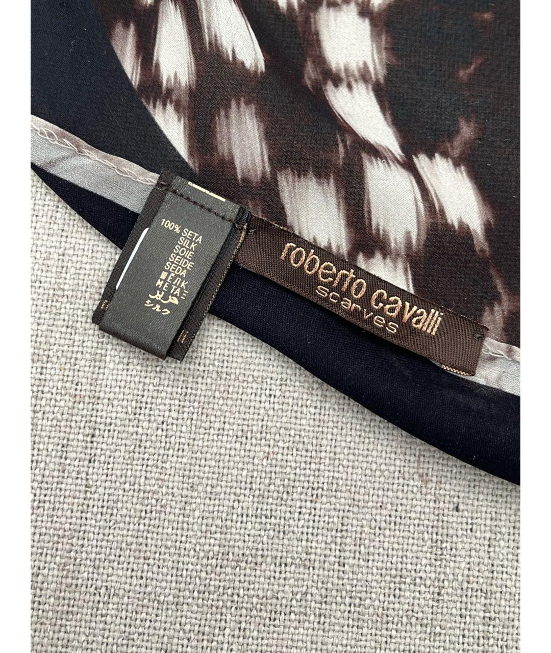 ROBERTO CAVALLI Черный шелковый платок, фото 5