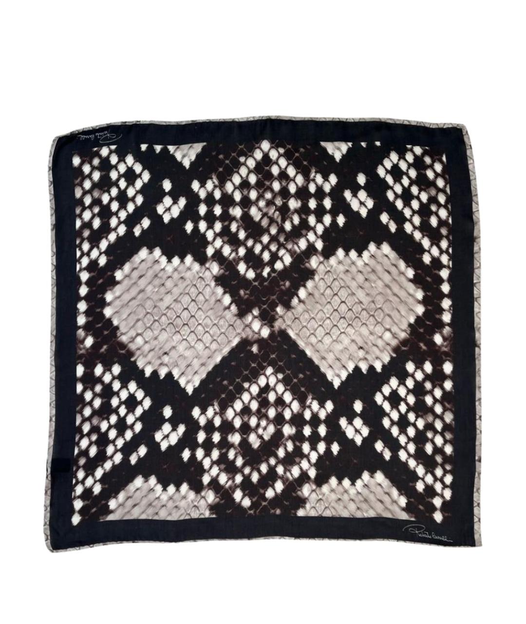ROBERTO CAVALLI Черный шелковый платок, фото 1