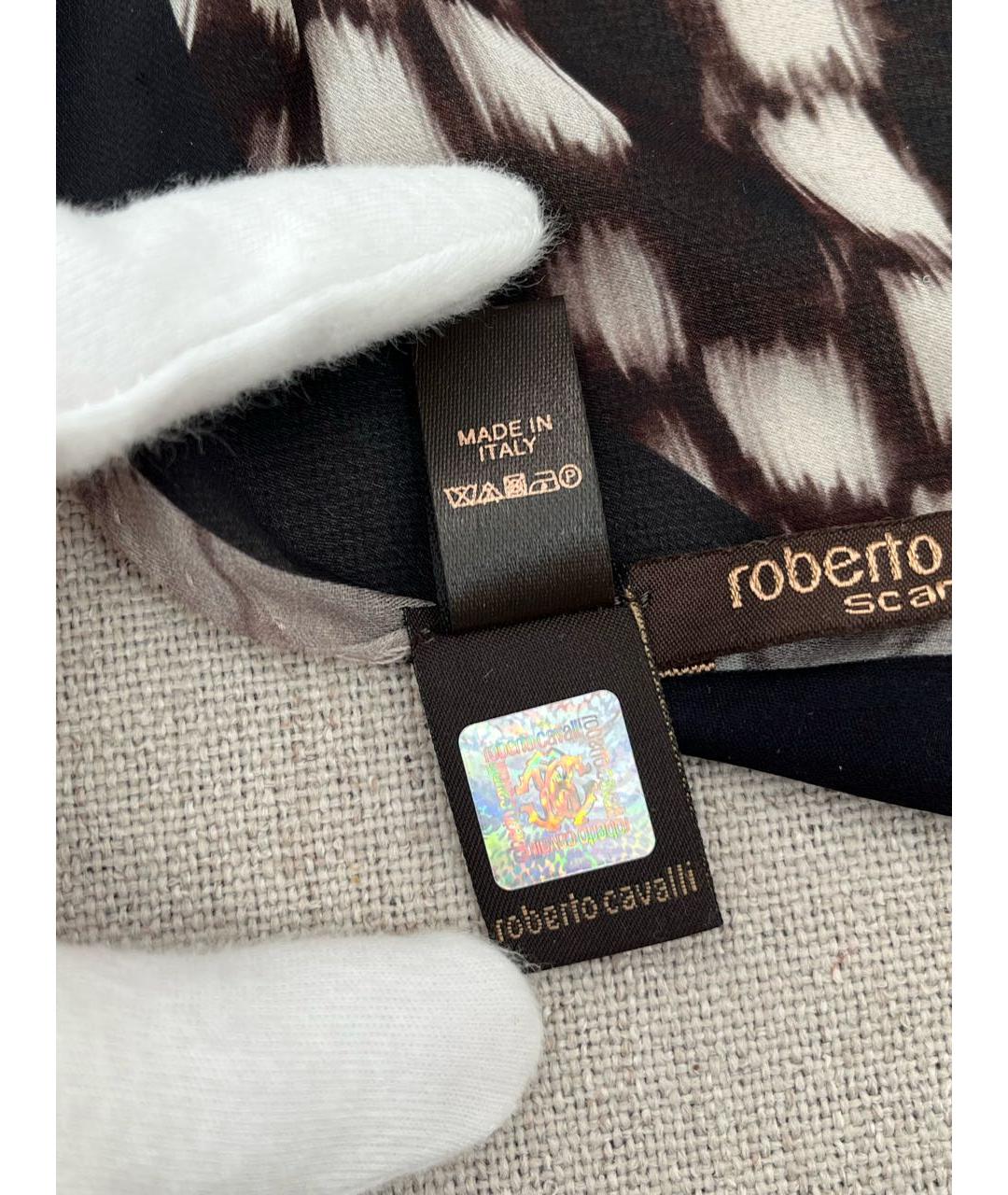 ROBERTO CAVALLI Черный шелковый платок, фото 7