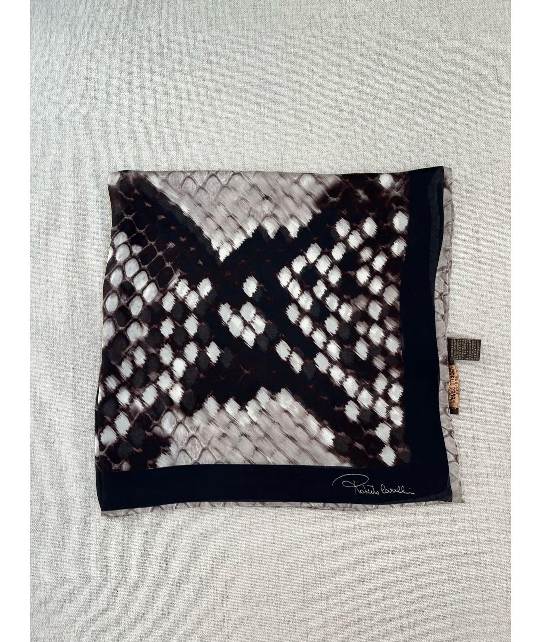 ROBERTO CAVALLI Черный шелковый платок, фото 2