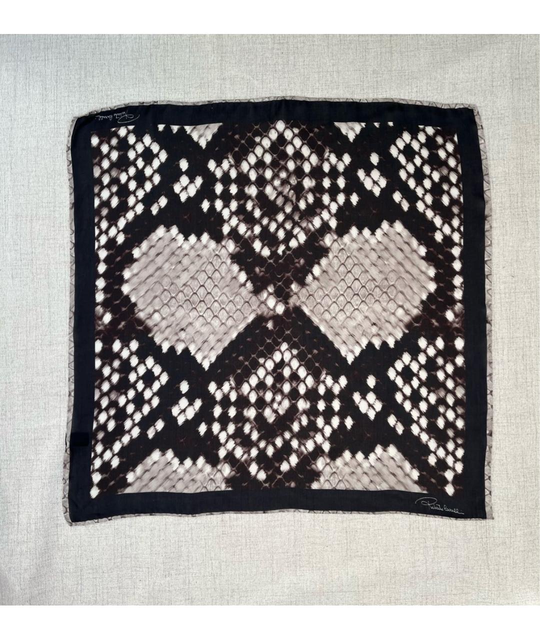 ROBERTO CAVALLI Черный шелковый платок, фото 9