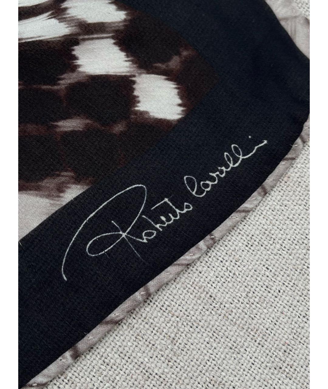 ROBERTO CAVALLI Черный шелковый платок, фото 4