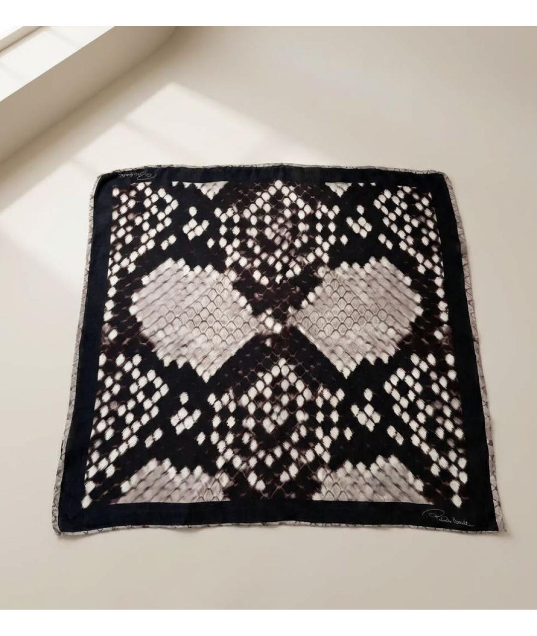 ROBERTO CAVALLI Черный шелковый платок, фото 8