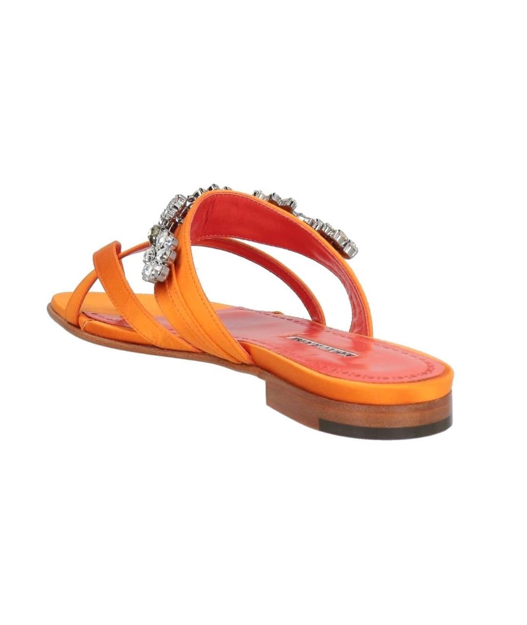 MANOLO BLAHNIK Оранжевое текстильные сандалии, фото 4
