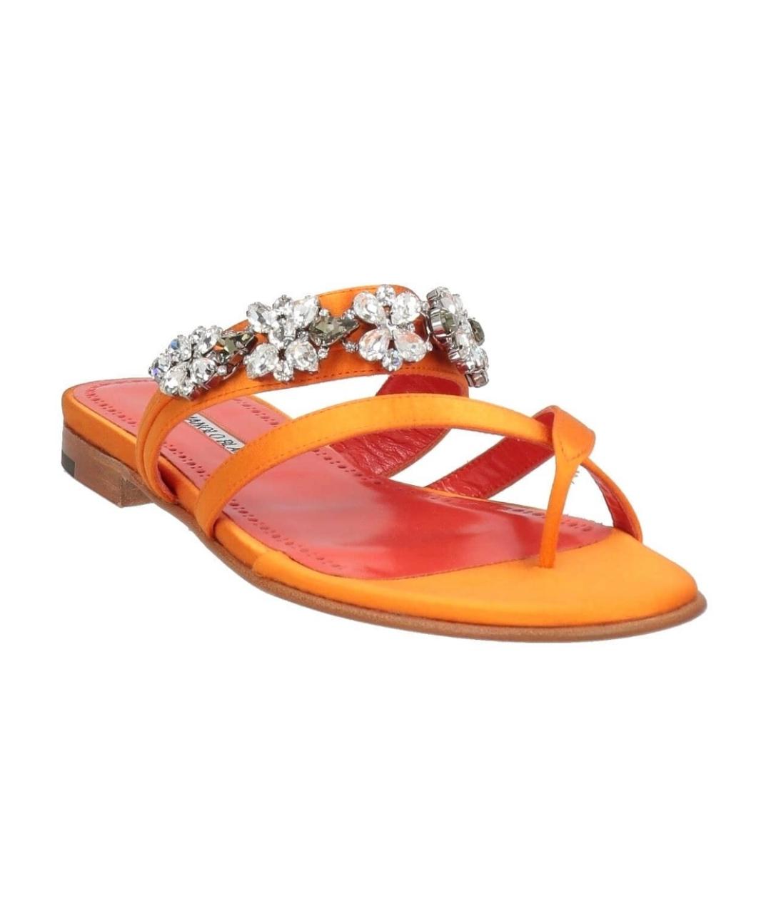 MANOLO BLAHNIK Оранжевое текстильные сандалии, фото 2