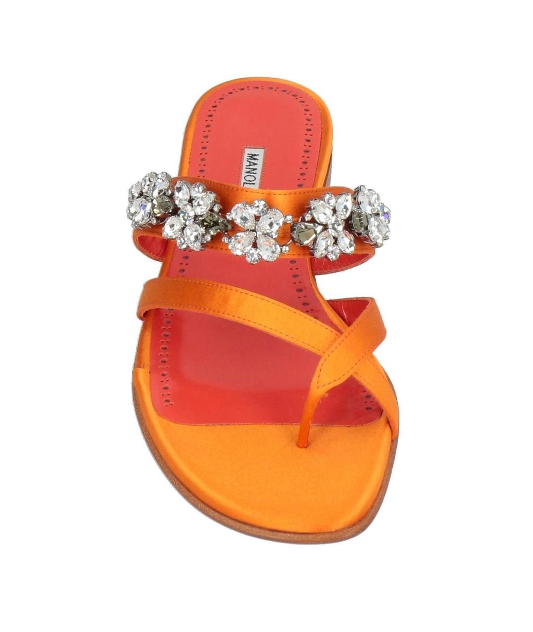 MANOLO BLAHNIK Оранжевое текстильные сандалии, фото 3