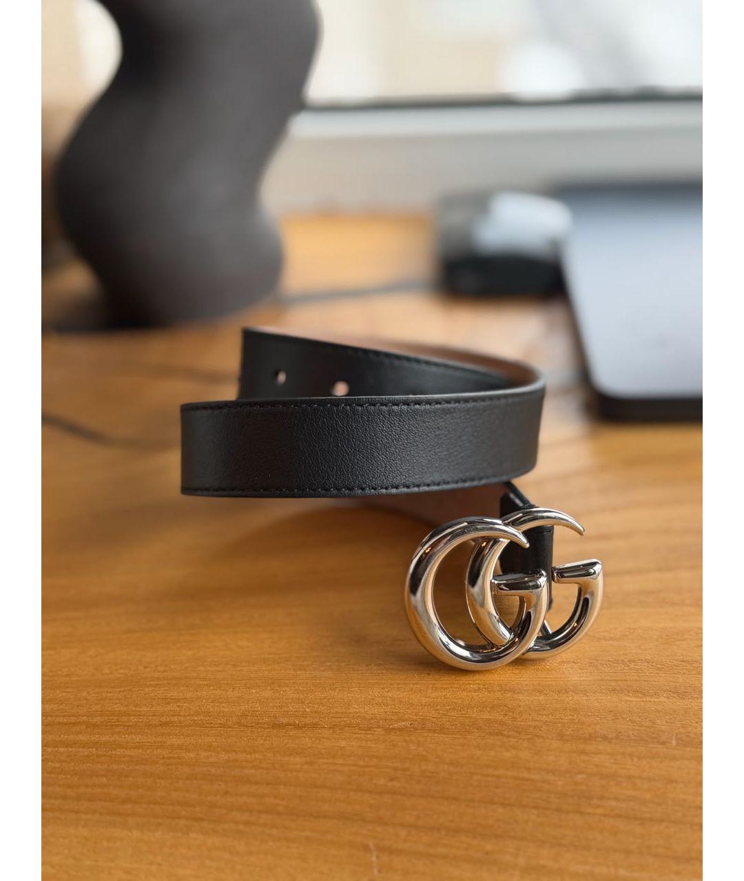 GUCCI Черный кожаный пояс/ремень, фото 6