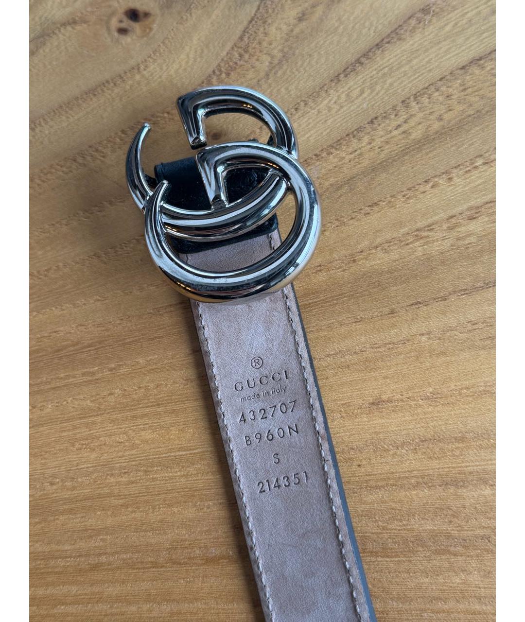 GUCCI Черный кожаный пояс/ремень, фото 4