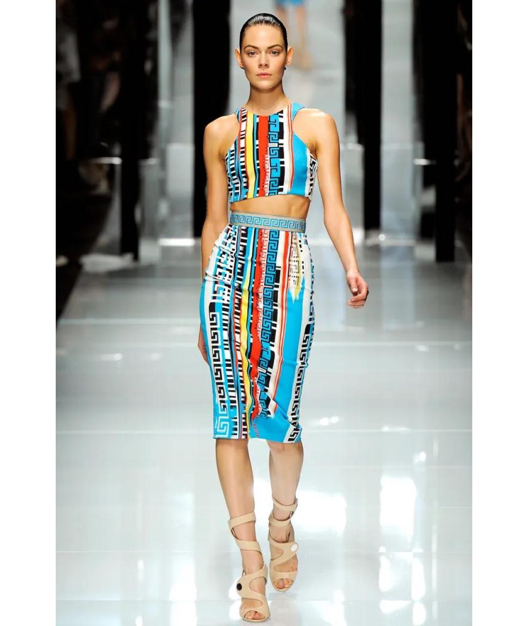 VERSACE Мульти шелковый костюм с юбками, фото 6