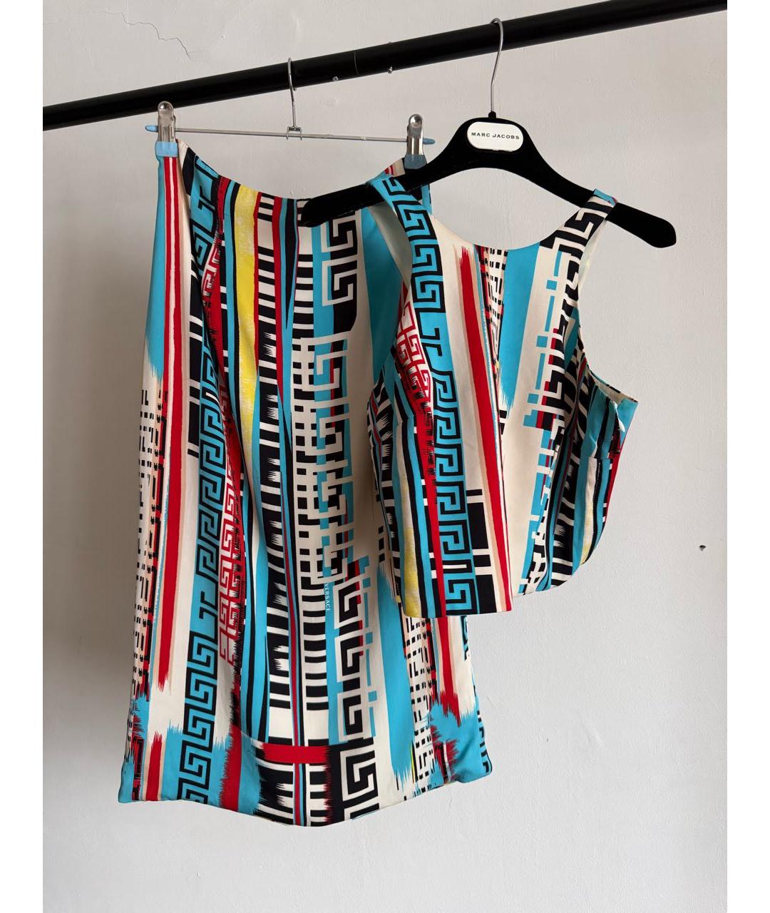 VERSACE Мульти шелковый костюм с юбками, фото 5