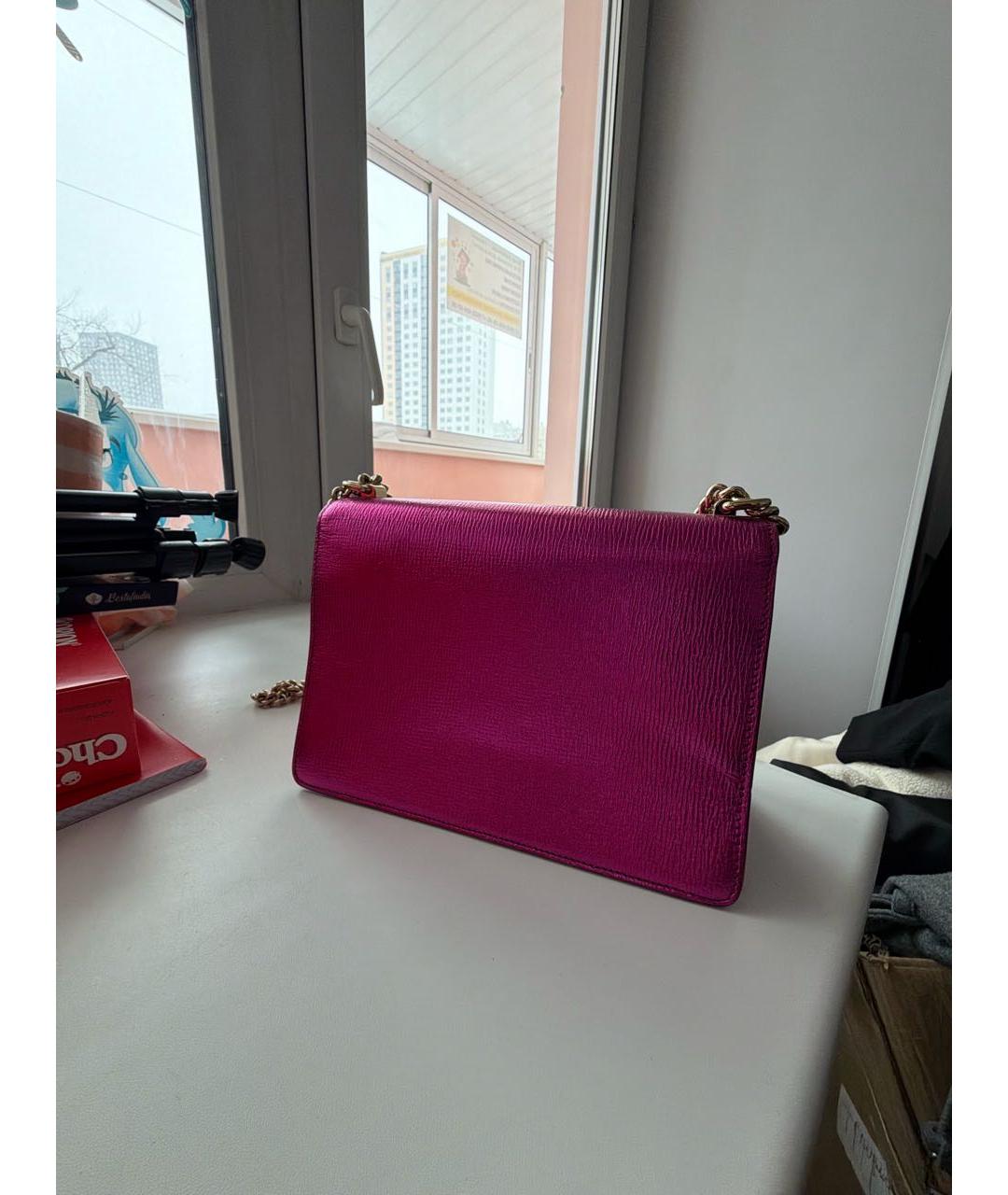 DOLCE&GABBANA Розовая кожаная сумка через плечо, фото 3