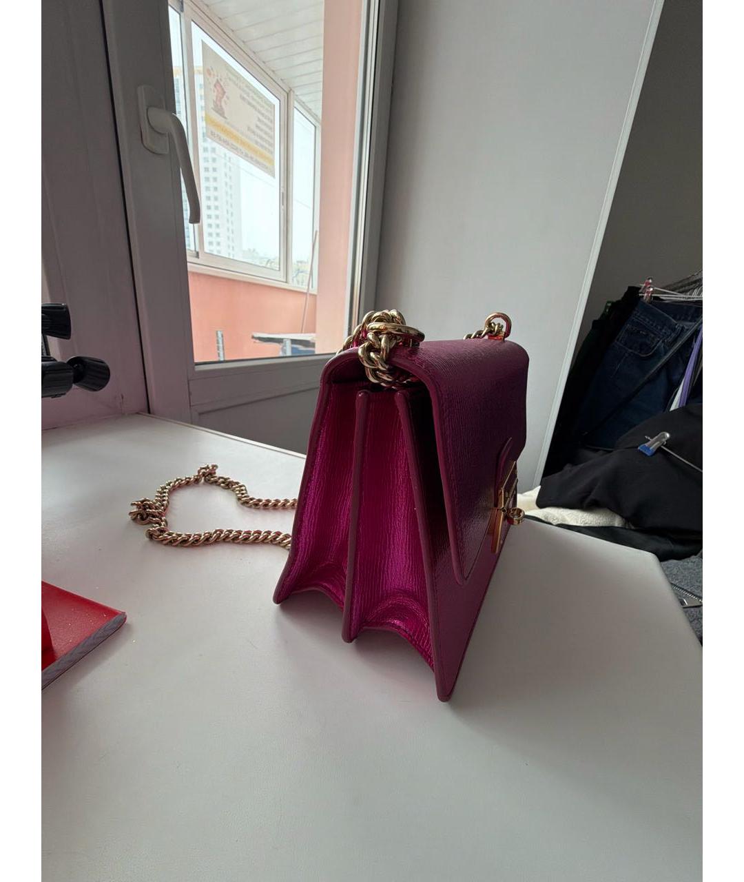 DOLCE&GABBANA Розовая кожаная сумка через плечо, фото 2