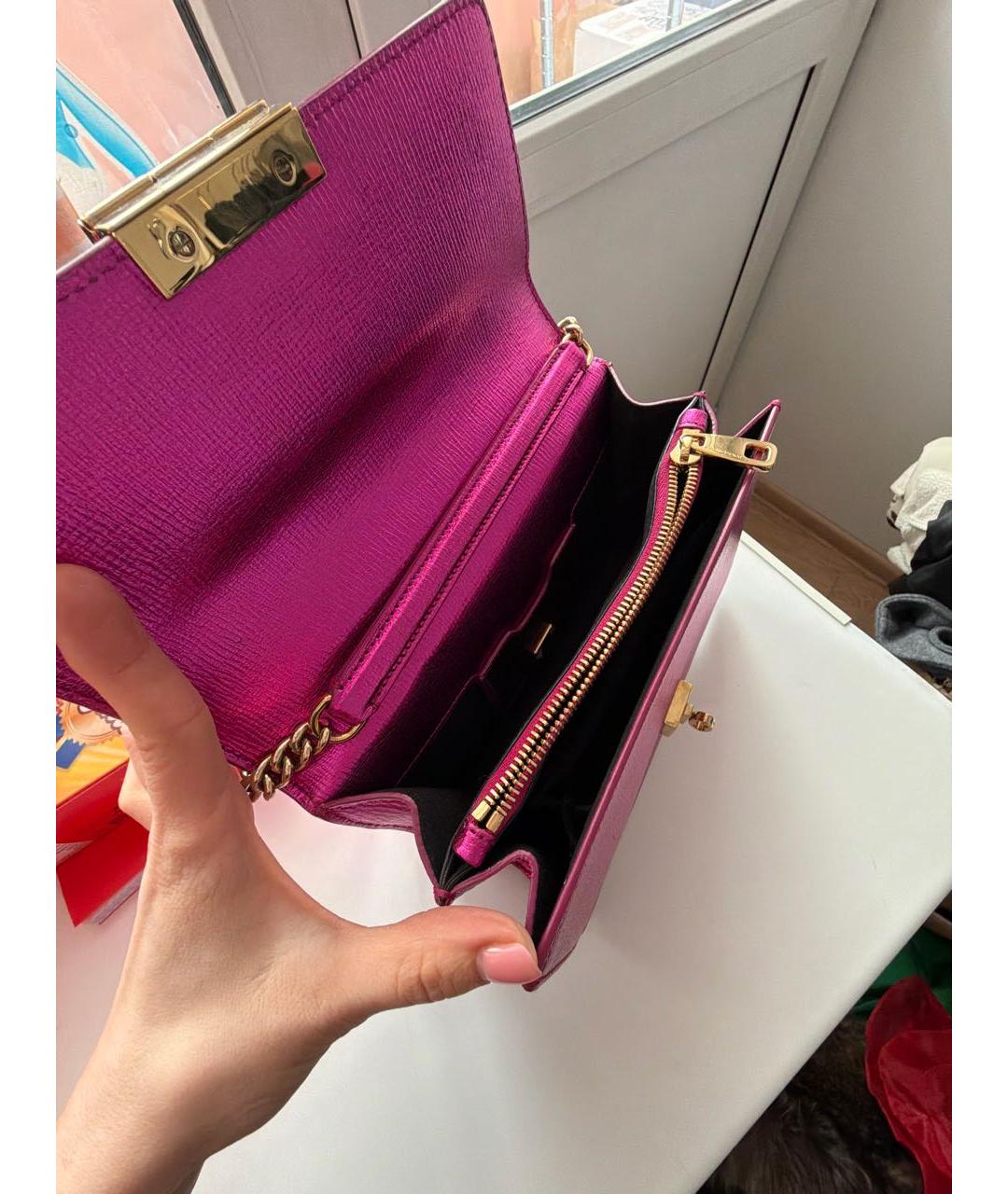 DOLCE&GABBANA Розовая кожаная сумка через плечо, фото 4