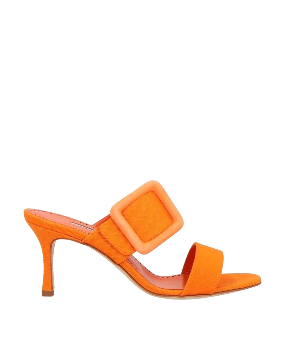 MANOLO BLAHNIK Оранжевое текстильные мюли, фото 1