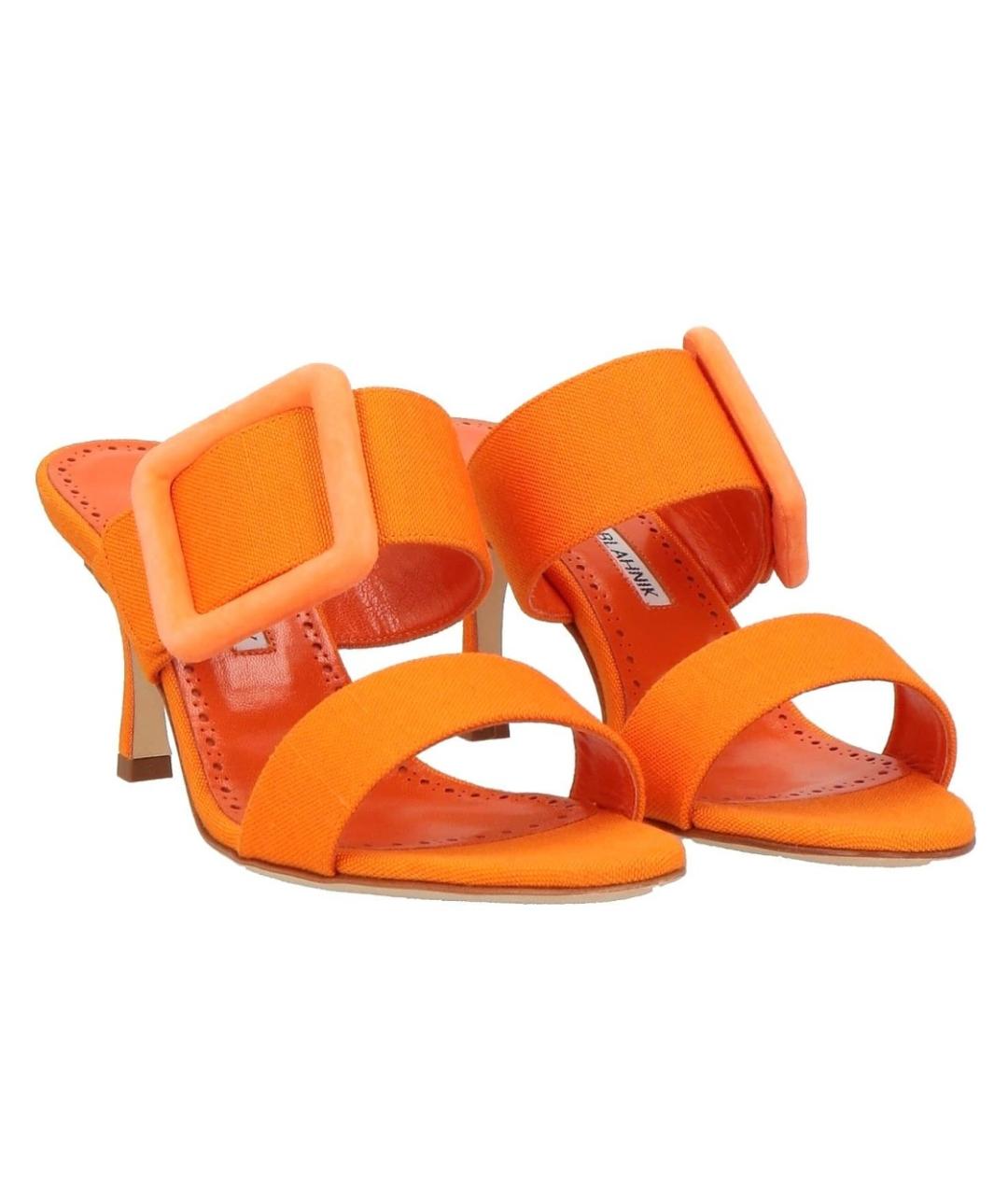 MANOLO BLAHNIK Оранжевое текстильные мюли, фото 2