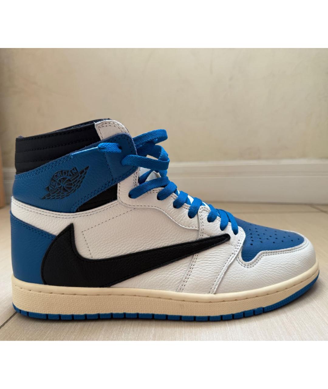 JORDAN Синие кожаные высокие кроссовки / кеды, фото 8