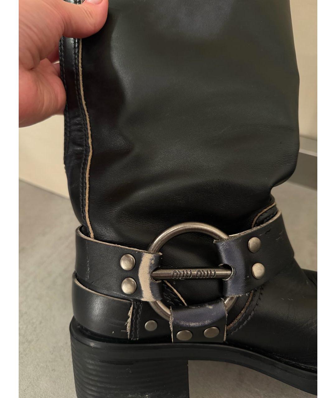 MIU MIU Черные кожаные сапоги, фото 5