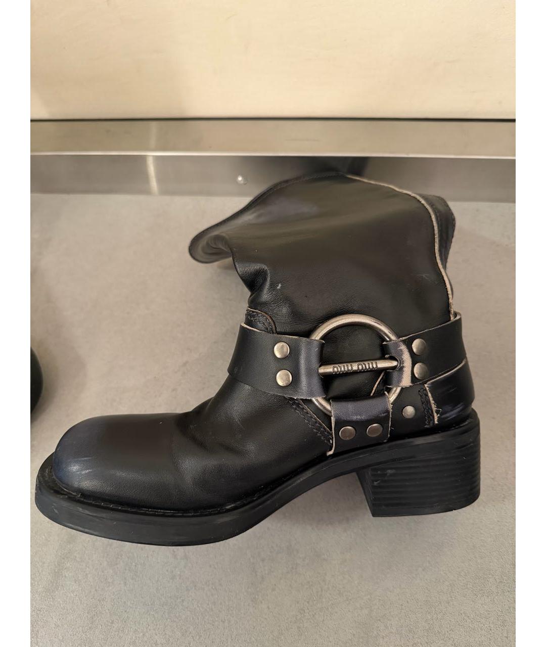 MIU MIU Черные кожаные сапоги, фото 6