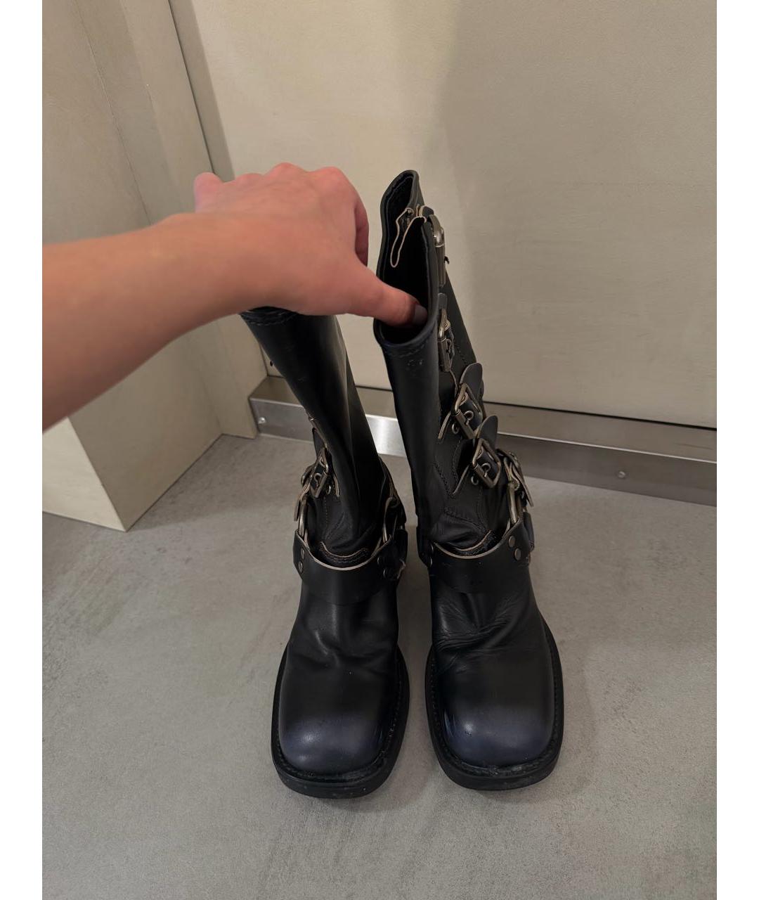 MIU MIU Черные кожаные сапоги, фото 2