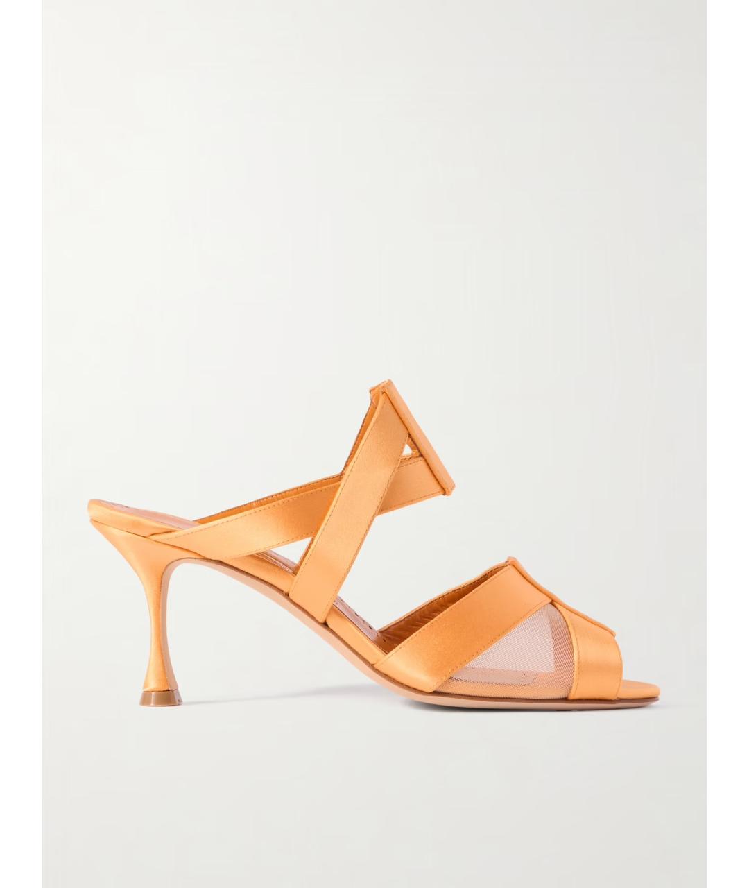 MANOLO BLAHNIK Оранжевое текстильные мюли, фото 5