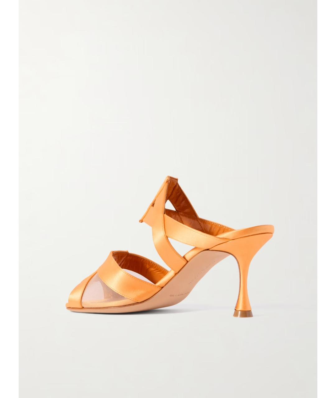 MANOLO BLAHNIK Оранжевое текстильные мюли, фото 3