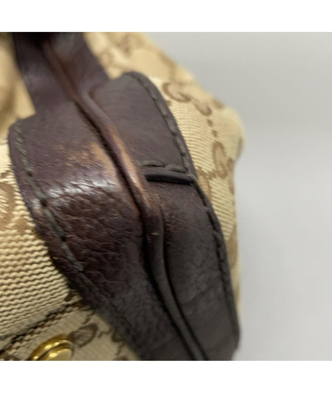 GUCCI Коричневая тканевая сумка с короткими ручками, фото 7