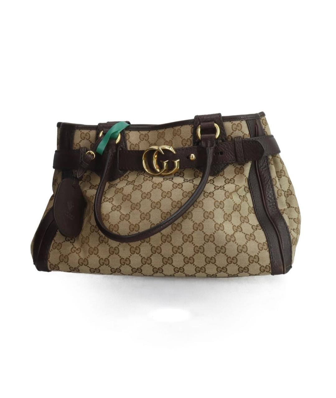 GUCCI Коричневая тканевая сумка с короткими ручками, фото 9