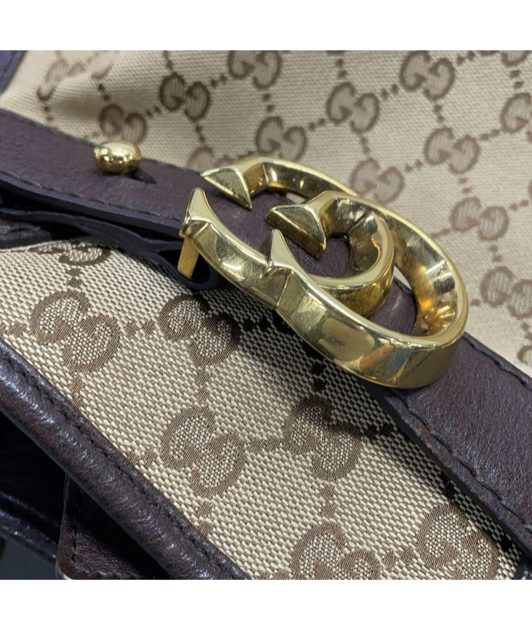 GUCCI Коричневая тканевая сумка с короткими ручками, фото 6