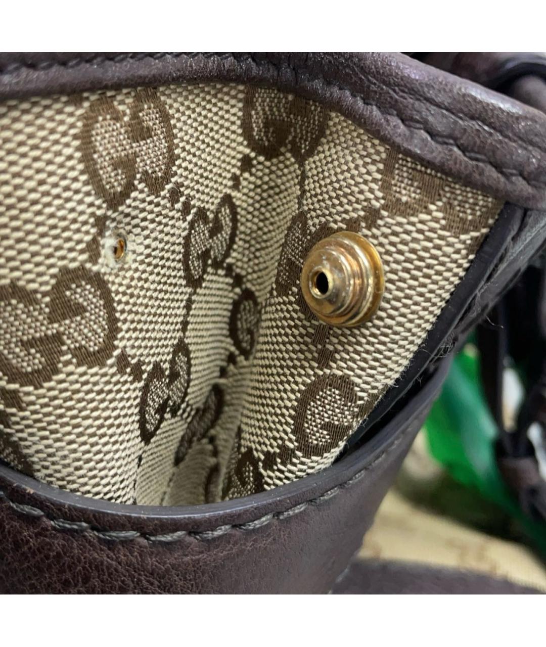 GUCCI Коричневая тканевая сумка с короткими ручками, фото 8