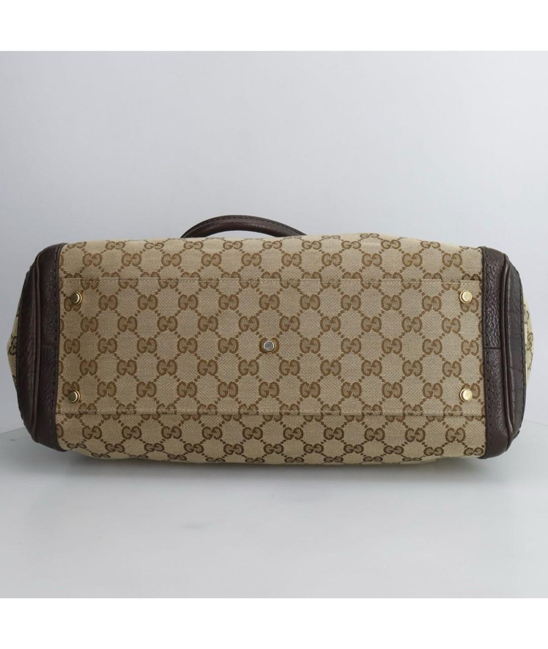 GUCCI Коричневая тканевая сумка с короткими ручками, фото 5