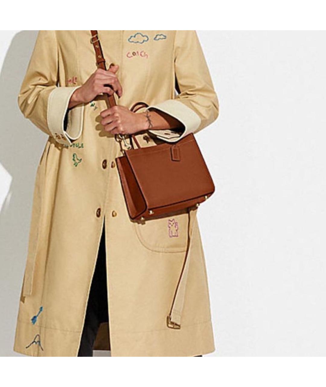 COACH Коричневая кожаная сумка тоут, фото 3