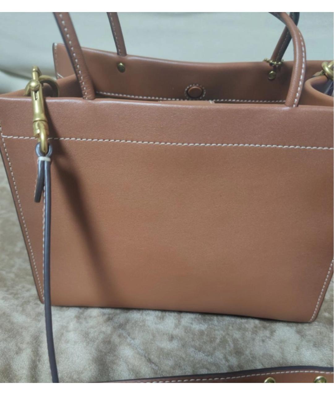 COACH Коричневая кожаная сумка тоут, фото 5